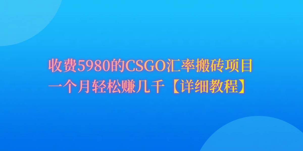 CSGO装备搬砖，月综合收益率高达60%，你也可以！-玖玖资源网
