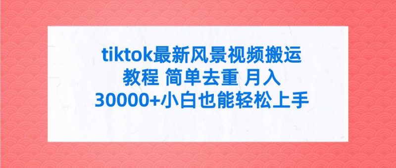 tiktok最新风景视频搬运教程 简单去重 月入30000+附全套工具-玖玖资源网