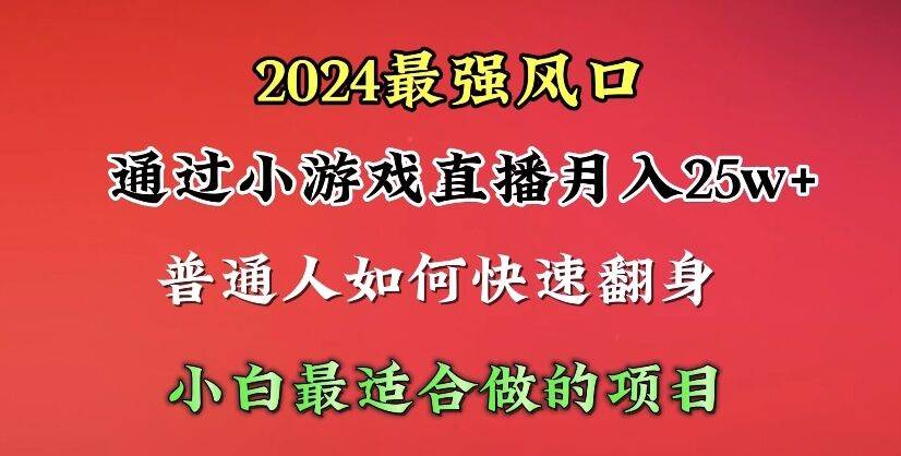 2024年最强风口，通过小游戏直播月入25w+单日收益5000+小白最适合做的项目-玖玖资源网