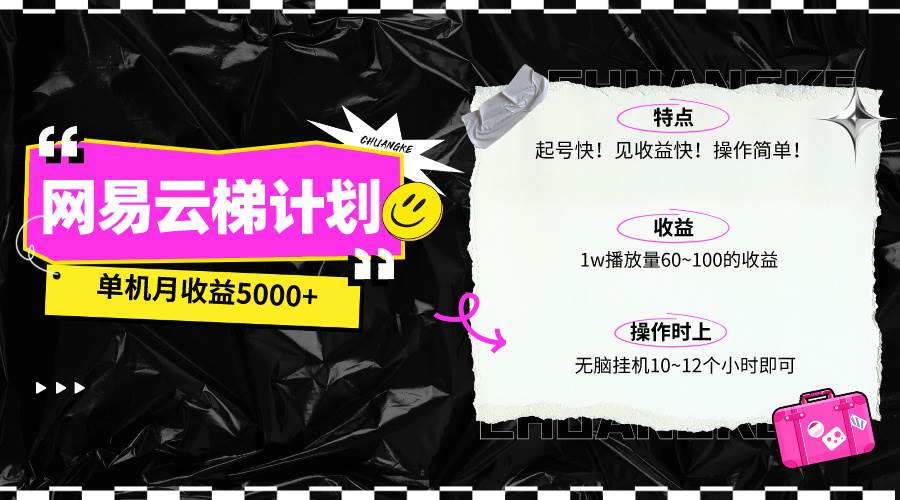 最新网易云梯计划网页版，单机月收益5000+！可放大操作-玖玖资源网
