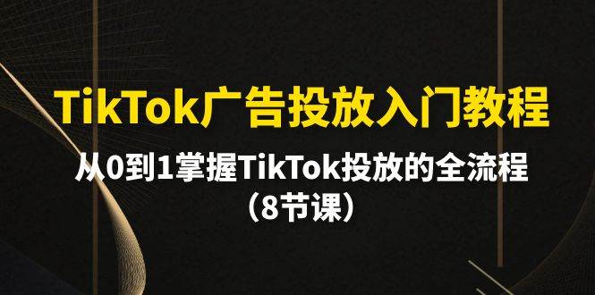 TikTok广告投放入门教程，从0到1掌握TikTok投放的全流程（8节课）-玖玖资源网