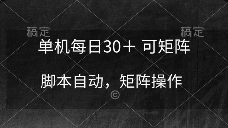 单机每日30＋ 可矩阵，脚本自动 稳定躺赚-玖玖资源网