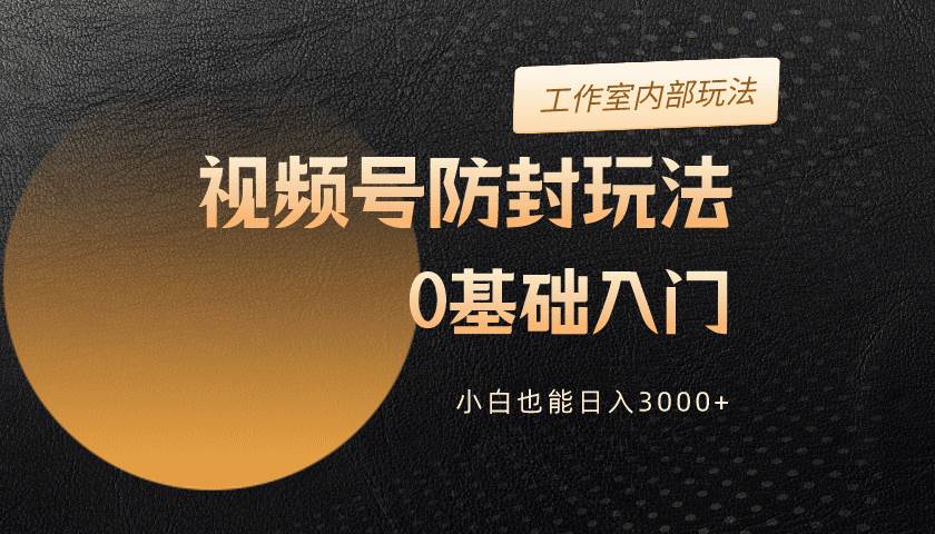 2024视频号升级防封玩法，零基础入门，小白也能日入3000+-玖玖资源网