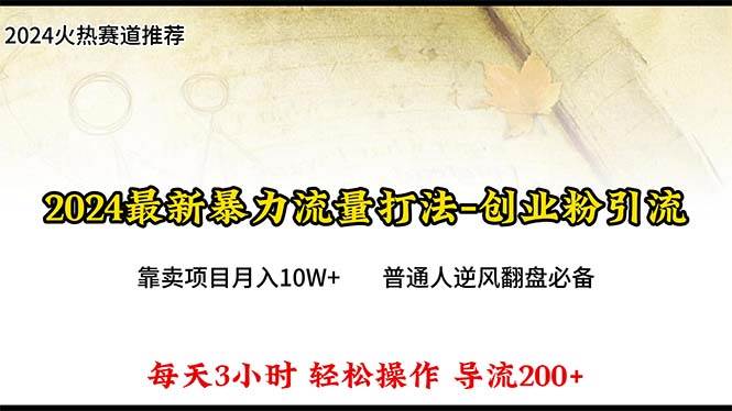 2024年最新暴力流量打法，每日导入300+，靠卖项目月入10W+-玖玖资源网