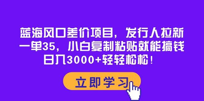 蓝海风口差价项目，发行人拉新，一单35，小白复制粘贴就能搞钱！日入3000+轻轻松松-玖玖资源网