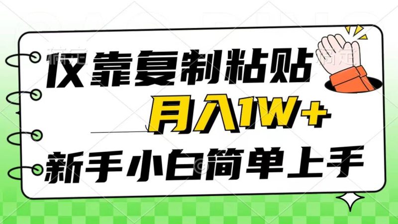 仅靠复制粘贴，被动收益，轻松月入1w+，新手小白秒上手，互联网风口项目-玖玖资源网