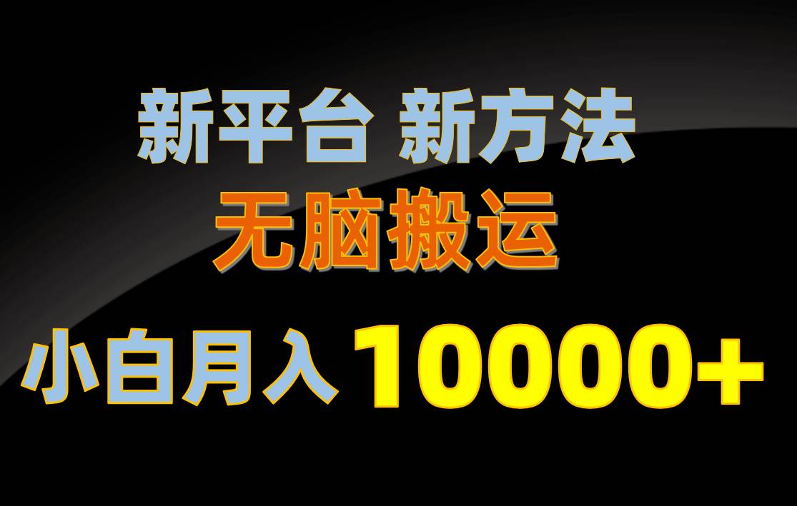 新平台新方法，无脑搬运，月赚10000+，小白轻松上手不动脑-玖玖资源网
