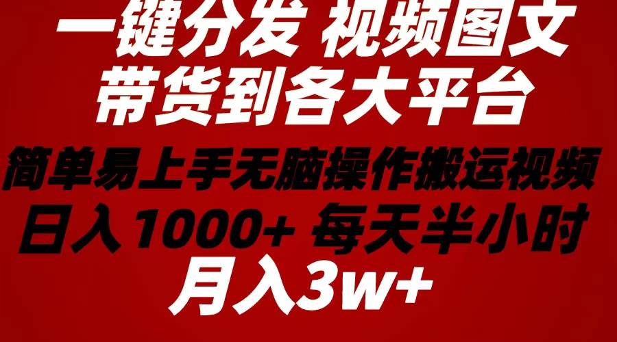 2024年 一键分发带货图文视频  简单易上手 无脑赚收益 每天半小时日入1…-玖玖资源网