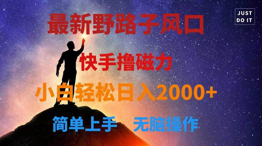 最新风口！快手撸磁力，野路子，小白无脑操作日入2000+-玖玖资源网