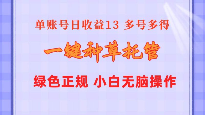 一键种草托管 单账号日收益13元  10个账号一天130  绿色稳定 可无限推广-玖玖资源网