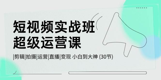短视频实战班-超级运营课，|剪辑|拍摄|运营|直播|变现 小白到大神 (30节)-玖玖资源网