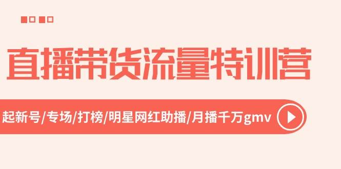 直播带货流量特训营，起新号-专场-打榜-明星网红助播 月播千万gmv（52节）-玖玖资源网