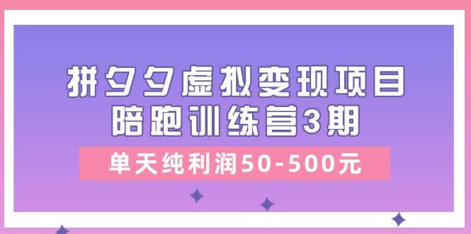 某收费培训《拼夕夕虚拟变现项目陪跑训练营3期》单天纯利润50-500元-玖玖资源网