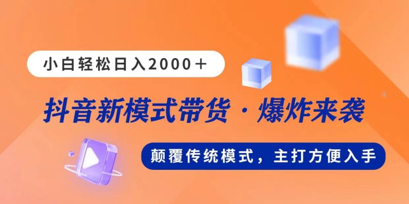 新模式直播带货，日入2000，不出镜不露脸，小白轻松上手-玖玖资源网