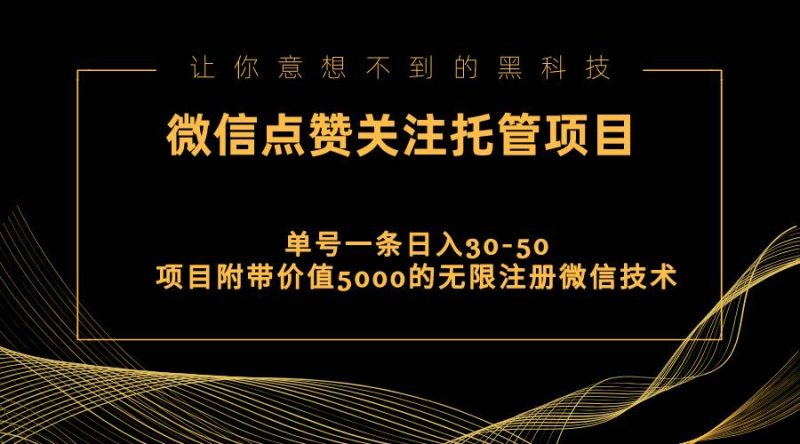 视频号托管点赞关注，单微信30-50元，附带价值5000无限注册微信技术-玖玖资源网
