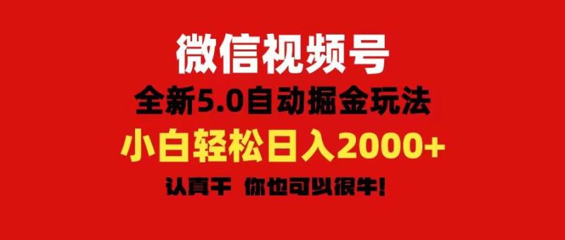 微信视频号变现，5.0全新自动掘金玩法，日入利润2000+有手就行-玖玖资源网