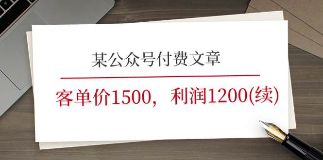 某公众号付费文章《客单价1500，利润1200(续)》市场几乎可以说是空白的-玖玖资源网