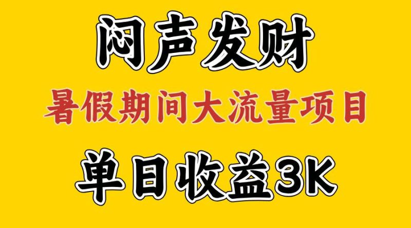 闷声发财，假期大流量项目，单日收益3千+ ，拿出执行力，两个月翻身-玖玖资源网