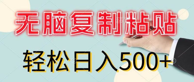 无脑复制粘贴，小白轻松上手，零成本轻松日入500+-玖玖资源网