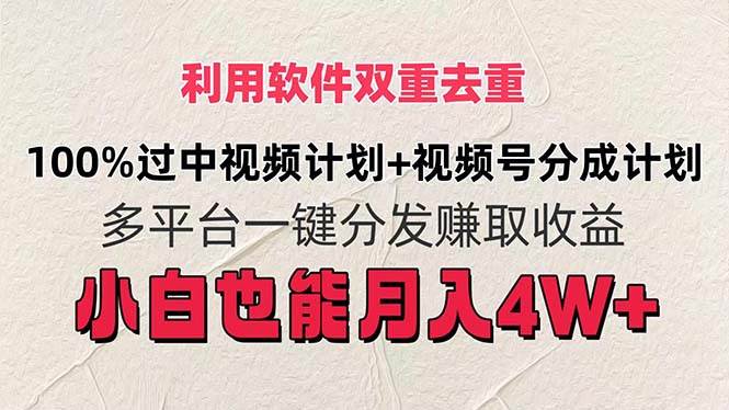 利用软件双重去重，100%过中视频+视频号分成计划小白也可以月入4W+-玖玖资源网