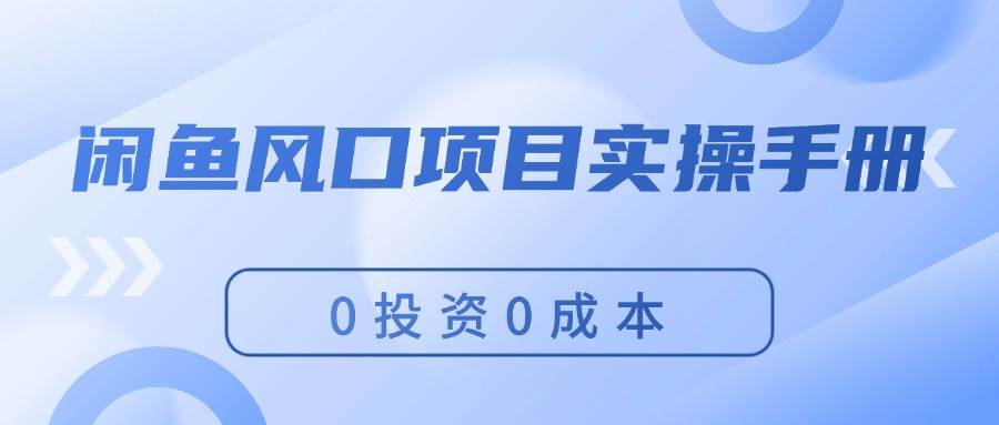 闲鱼风口项目实操手册，0投资0成本，让你做到，月入过万，新手可做-玖玖资源网