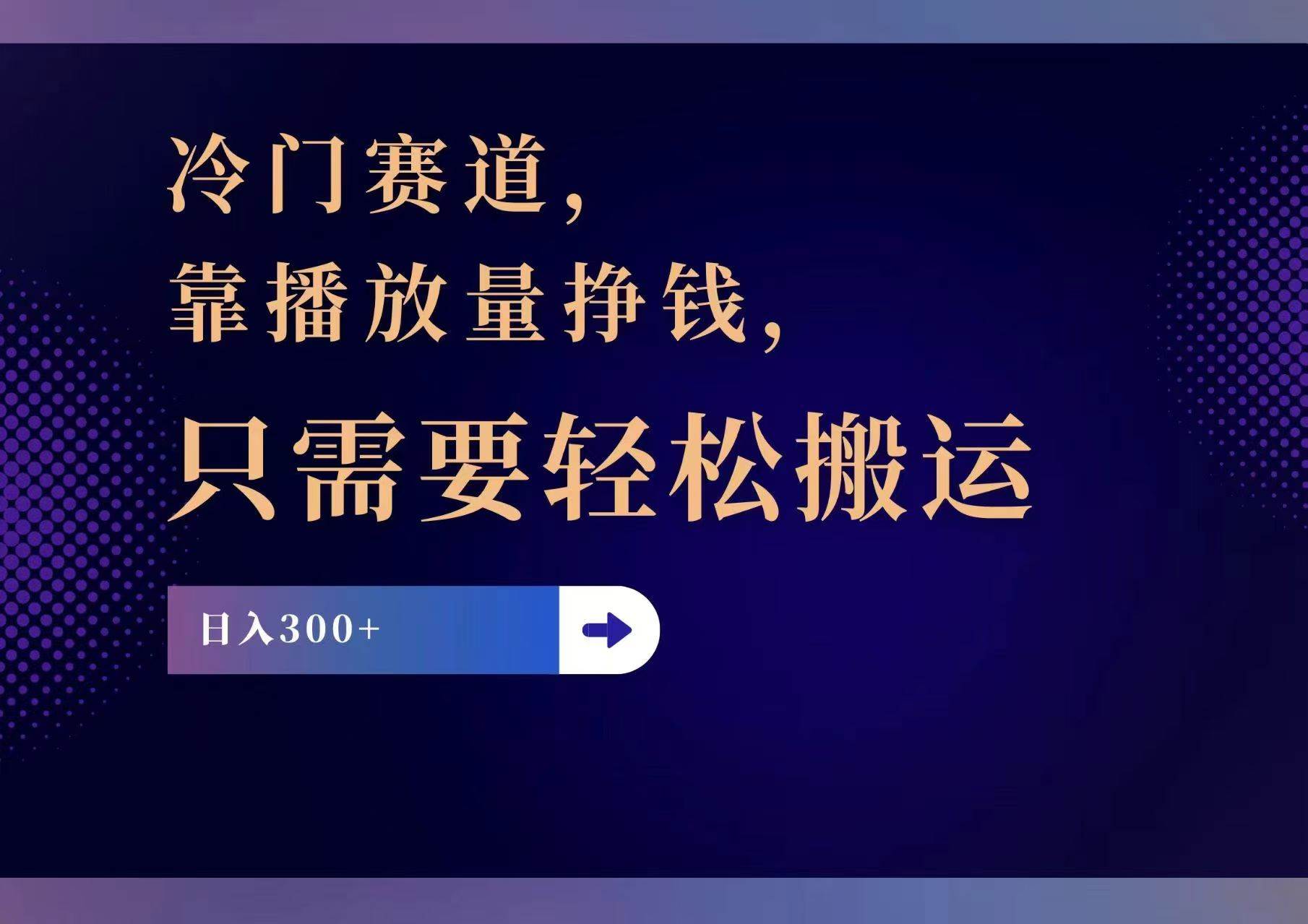 冷门赛道，靠播放量挣钱，只需要轻松搬运，日赚300+-玖玖资源网