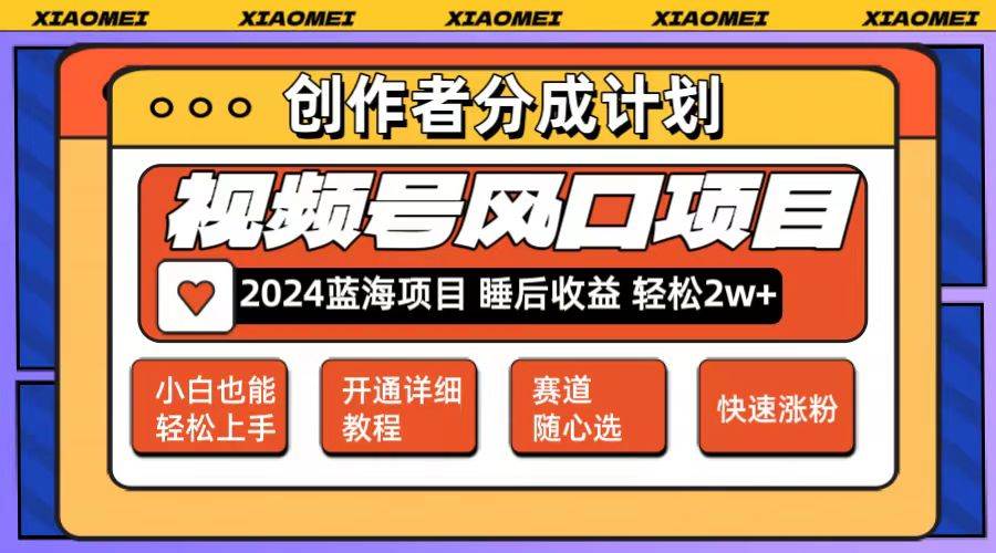 微信视频号大风口项目 轻松月入2w+ 多赛道选择，可矩阵，玩法简单轻松上手-玖玖资源网