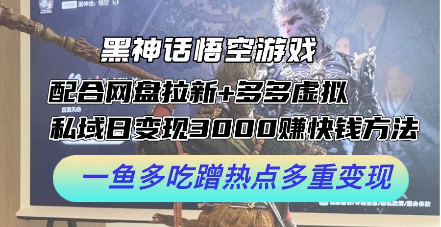 黑神话悟空游戏配合网盘拉新+多多虚拟+私域日变现3000+赚快钱方法。…-玖玖资源网