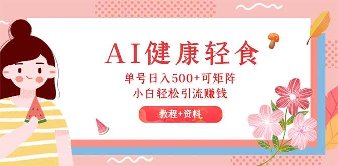 AI健康轻食，单号日入500+可矩阵，小白轻松引流赚钱（教程+食谱）-玖玖资源网