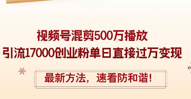 精华帖视频号混剪500万播放引流17000创业粉，单日直接过万变现，最新方…-玖玖资源网