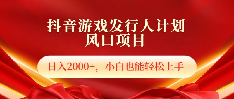 抖音游戏发行人风口项目，日入2000+，小白也可以轻松上手-玖玖资源网