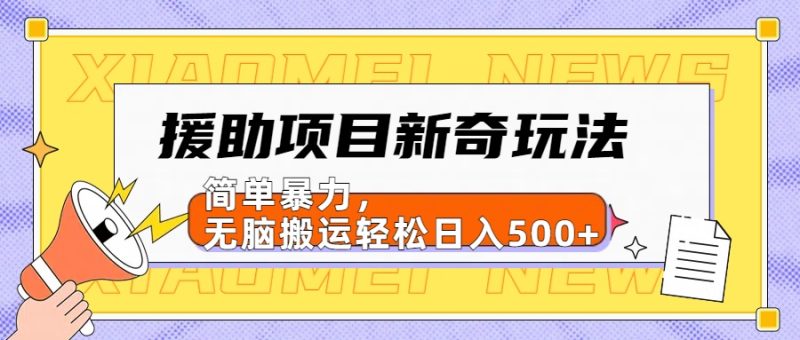 【日入500很简单】援助项目新奇玩法,简单暴力,无脑搬运轻松日入500+-玖玖资源网
