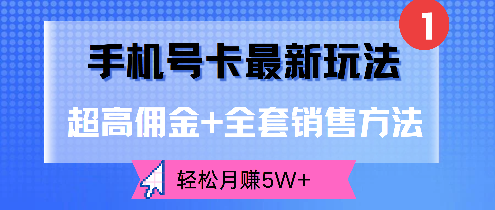 超高佣金+全套销售方法，手机号卡最新玩法，轻松月赚5W+-玖玖资源网