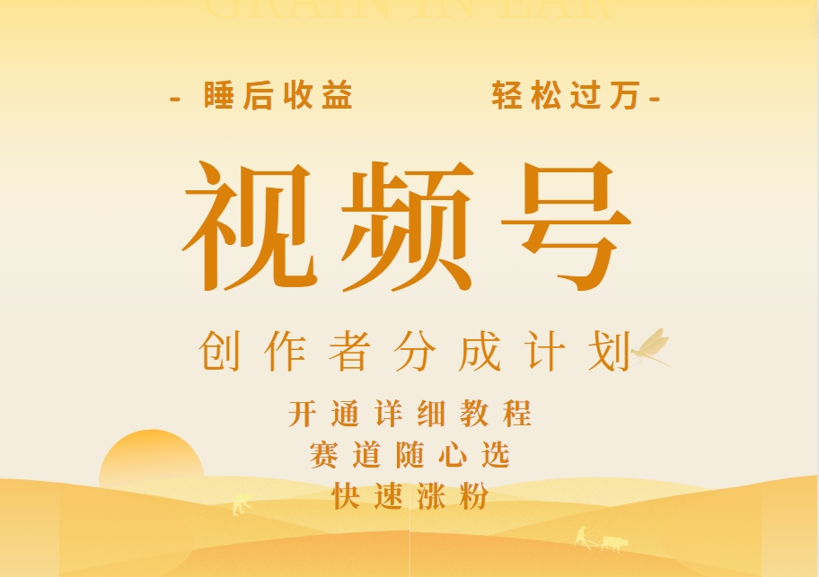 详解视频号创作者分成计划，暴力起号，可同步多平台，实现睡后收入2W+，看懂即可操作！-玖玖资源网
