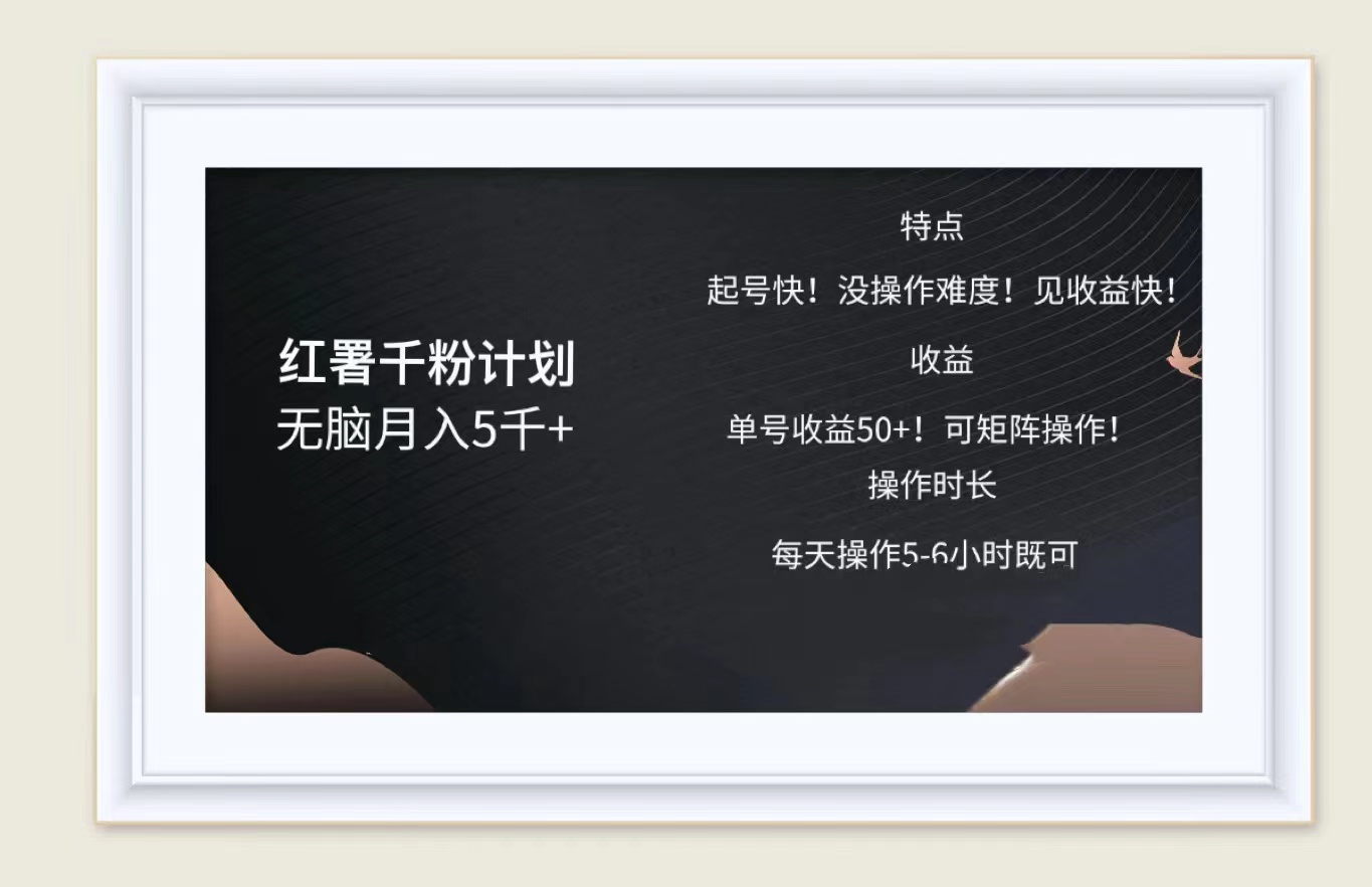 红薯千粉计划无脑月入5千➕！既做既赚！-玖玖资源网