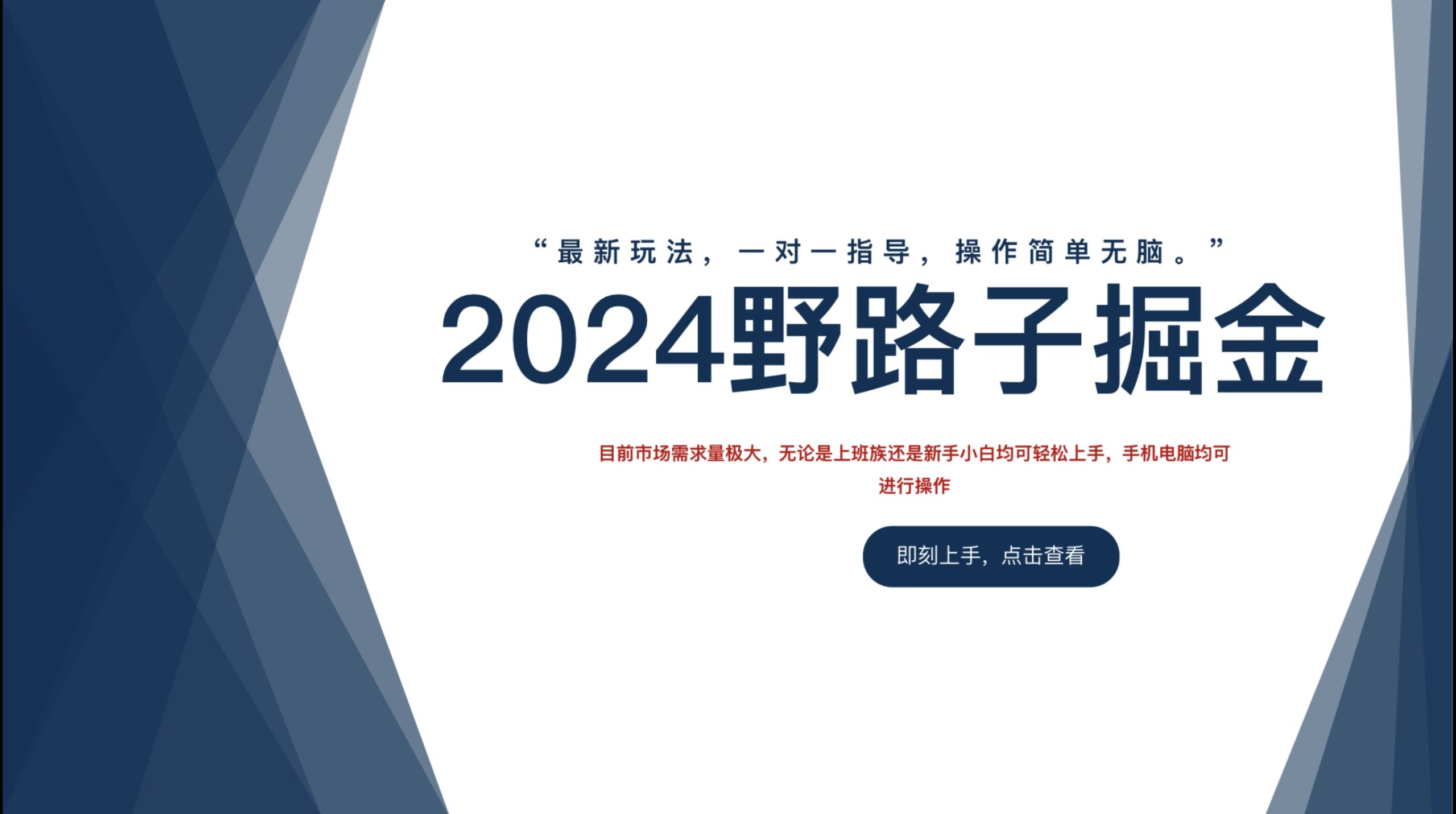 2024野路子掘金，最新玩 法， 一对一指导，操作简单无脑。-玖玖资源网