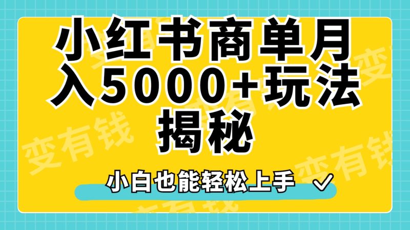 小红书商单原创起号玩法揭秘，小白月入5000+-玖玖资源网