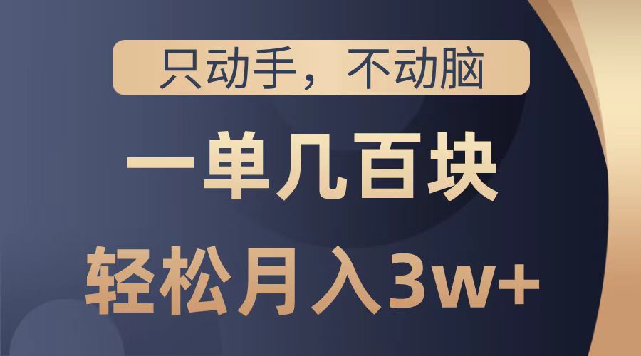 只动手不动脑，一单几百块，轻松月入2w+，看完就能直接操作，详细教程-玖玖资源网