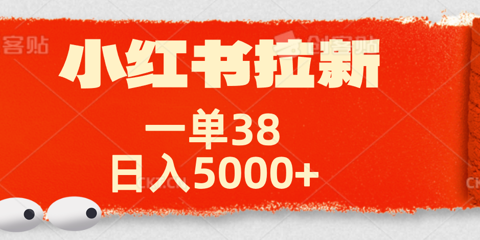 小红书拉新项目，一单38元！日入5000+【揭秘】-玖玖资源网