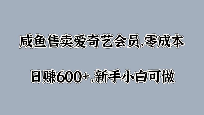 咸鱼售卖爱奇艺会员,零成本,日赚600+,新手小白可做-玖玖资源网