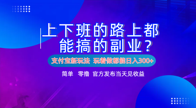 支付宝新项目！上下班的路上都能搞米的副业！简单日入300+-玖玖资源网