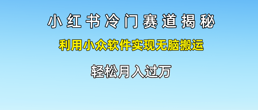 小红书冷门赛道揭秘,轻松月入过万，利用小众软件实现无脑搬运，-玖玖资源网
