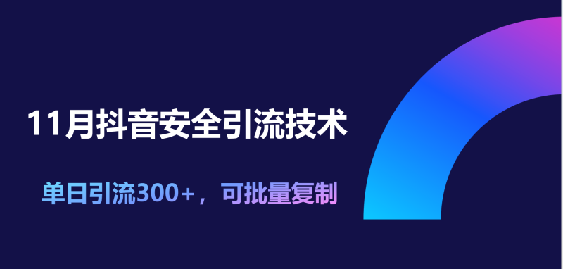 11月抖音安全引流技术，单日引流300+，可批量复制-玖玖资源网