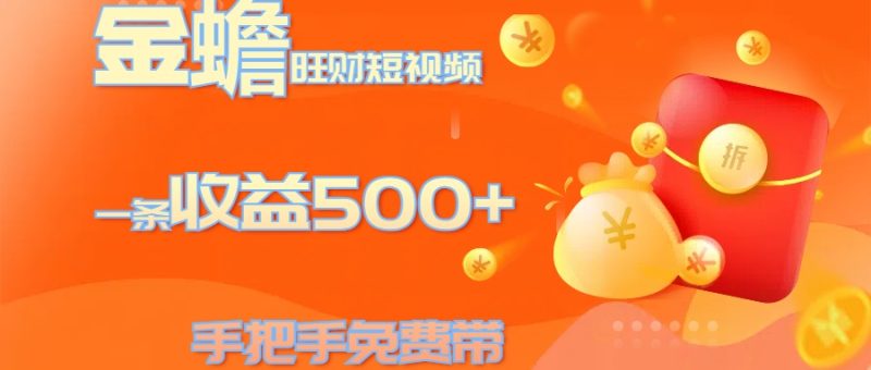 金蟾旺财短视频玩法 一条收益500+ 手把手免费带 当天可上手-玖玖资源网