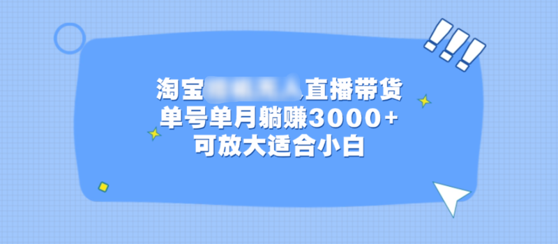 淘宝挂机无人直播带货，单号单月躺赚3000+，可放大适合小白-玖玖资源网