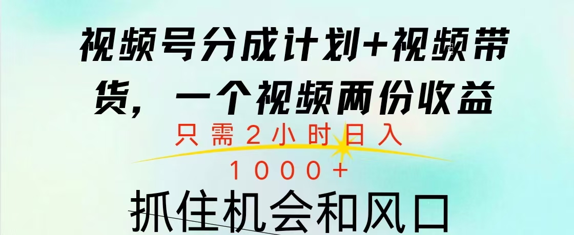 视频号橱窗带货， 10分钟一个视频， 2份收益，日入1000+-玖玖资源网