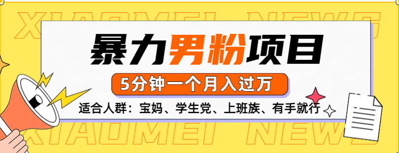 男粉项目，5分钟一个，无脑月入五位数-玖玖资源网