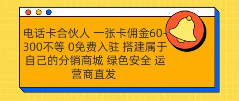 号卡合伙人 一张卡佣金60-300不等 运营商直发 绿色安全-玖玖资源网