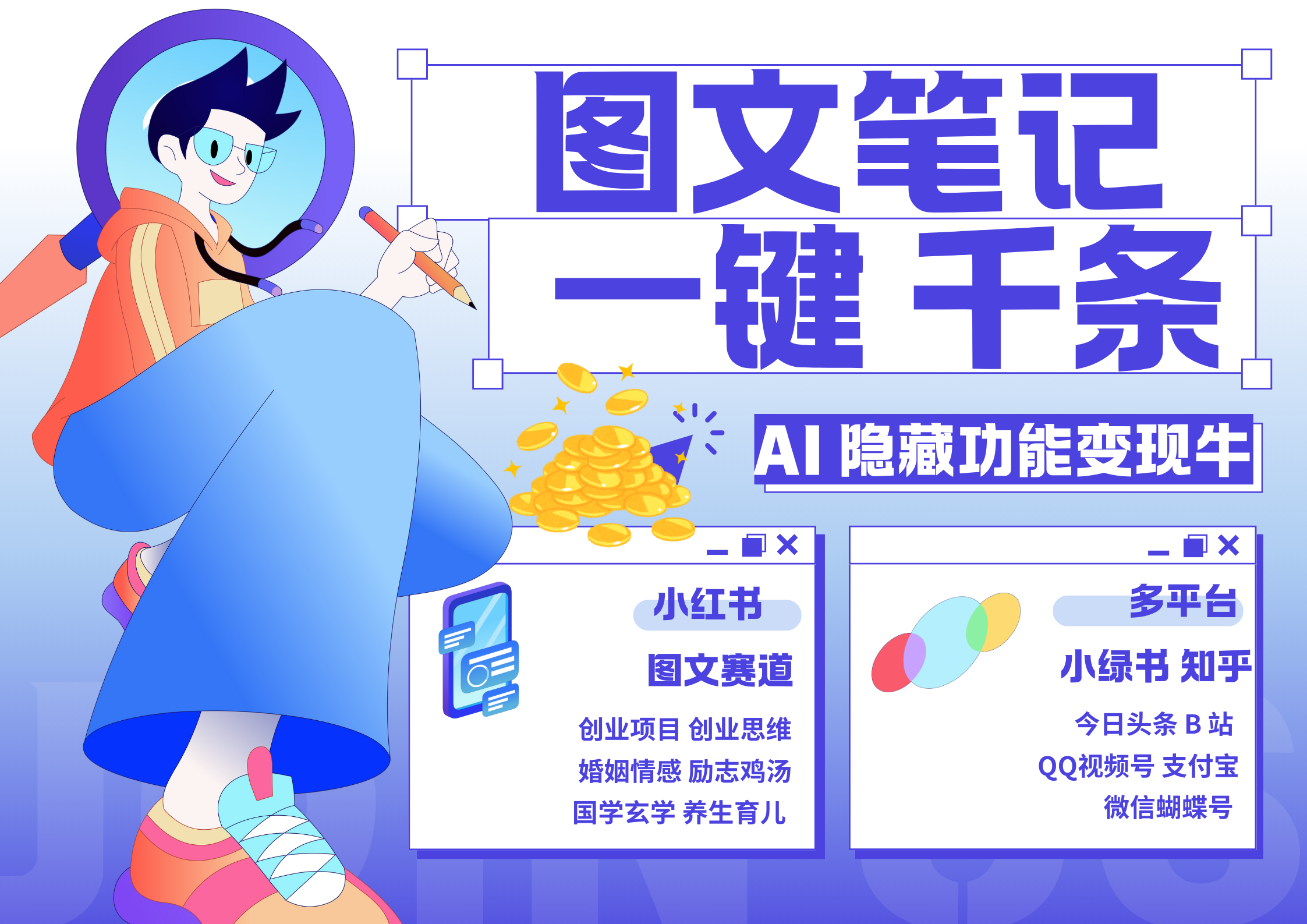 小红书小绿书 秒生图文一键千条 轻松变现3W+-玖玖资源网