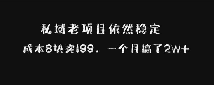 私域老项目依然稳定，成本8块卖199，一个月搞了2W+-玖玖资源网